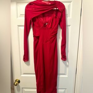 House of CB red midi shrug dress